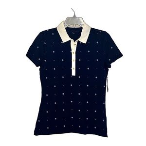 Tommy Hilfiger Core Navy Polo polka dot size Med New